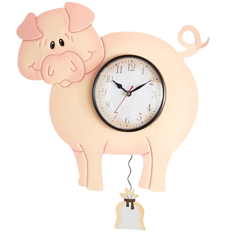 Clock Pendulum Country Theme Cow Pig Barn Rooster