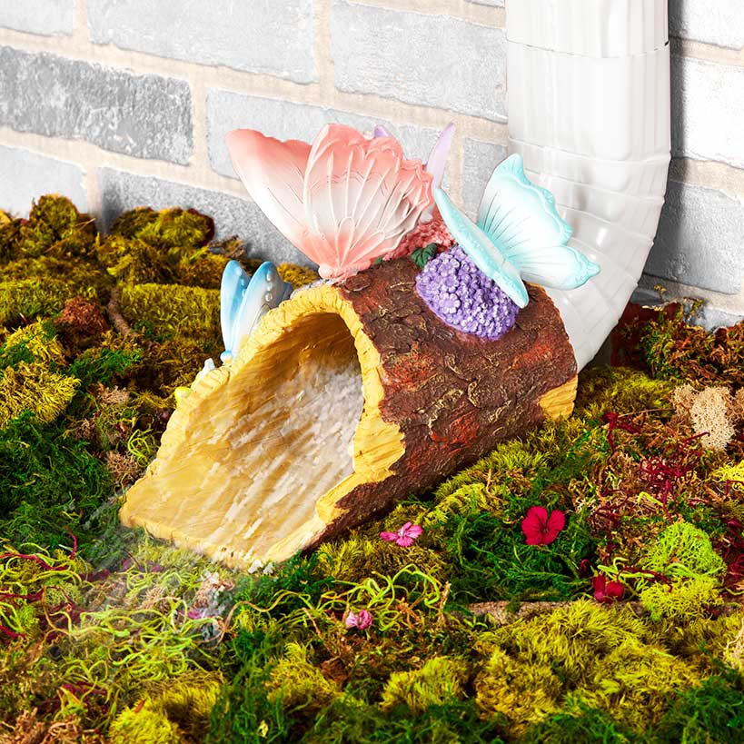 Down Spout Cover Wood Log With Butterflies Or Birds#select-cover_butterfly