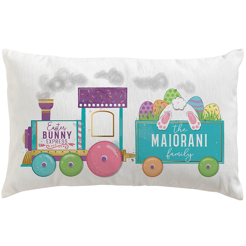 Personalized Easter Bunny Express Train Lumbar Pillow