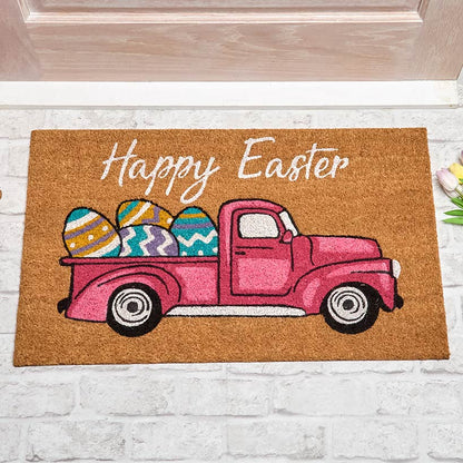 Easter Bunny & Spring Truck Outdoor Coir Doormat 30" x 18"