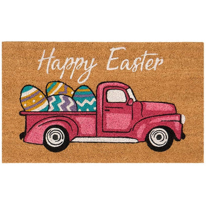 Easter Bunny & Spring Truck Outdoor Coir Doormat 30" x 18"