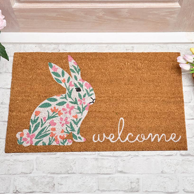 Easter Bunny & Spring Truck Outdoor Coir Doormat 30" x 18"