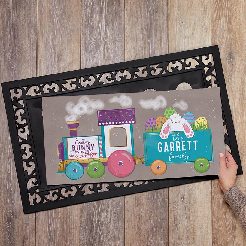 Personalized Easter Doormats with Rubber Frame#select-doormat_bunny-express