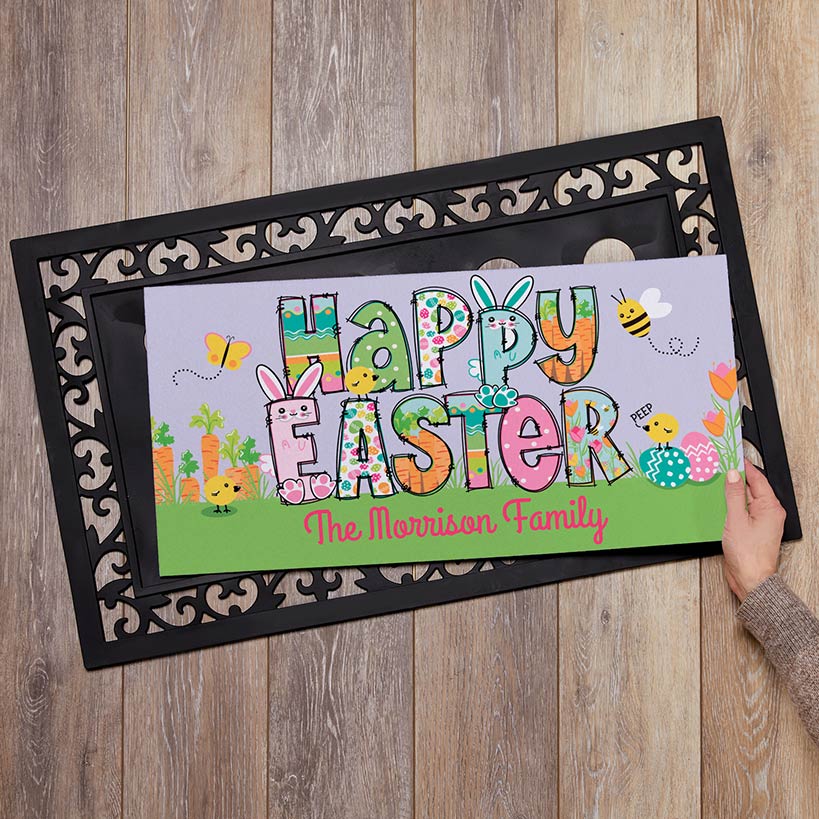 Personalized Easter Doormats with Rubber Frame