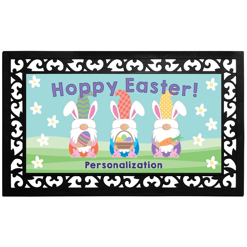 Personalized Easter Doormats with Rubber Frame#select-doormat_hoppy-easter