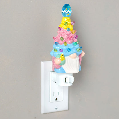 Lighted Easter Retro Gnome Tree Night Light