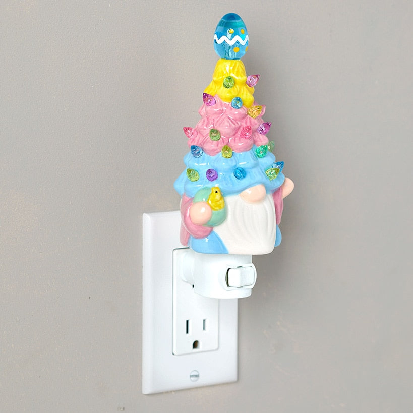 Lighted Easter Retro Gnome Tree Night Light