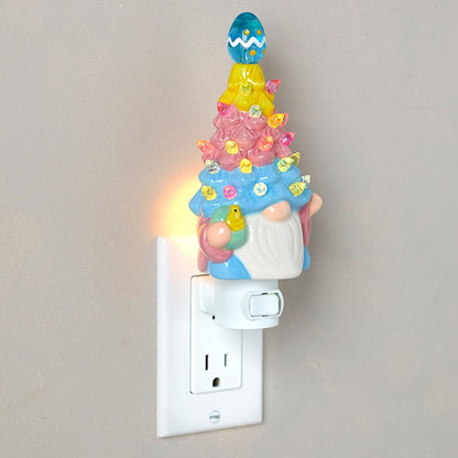 Lighted Easter Retro Gnome Tree Night Light