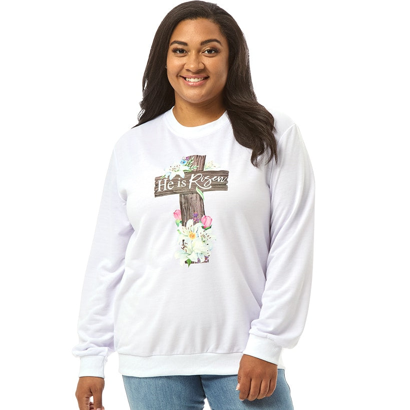 Easter He Is Risen Cross Sweatshirt