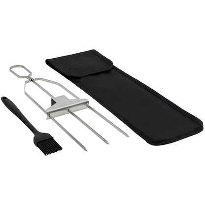 Stainless Steel BBQ Skewer with Brush and Storage Pouch