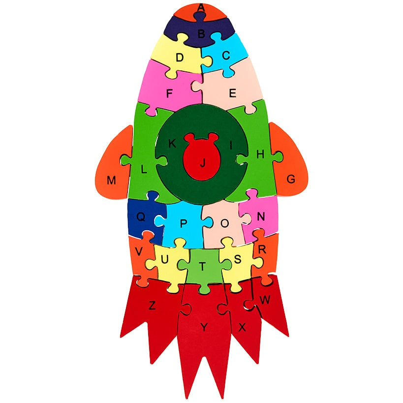 Kids' Learning Alphabet and Numbers Wooden Puzzle#select-puzzle_rocket