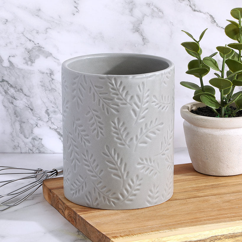 Embossed Kitchen Tool Crock Decorative Utensil Holder#select-color_gray