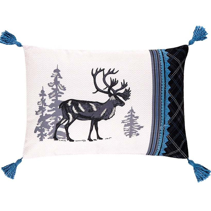 Lodge Themed Embroidered Decorative Pillow