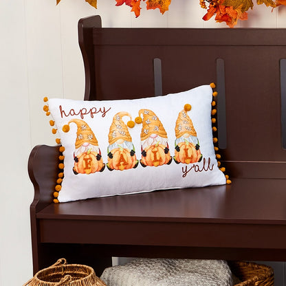 Thankful Gnomes Embroidered Accent Pillows