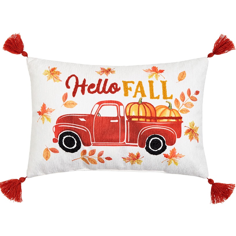 Fall Harvest Embroidered Accent Pillow