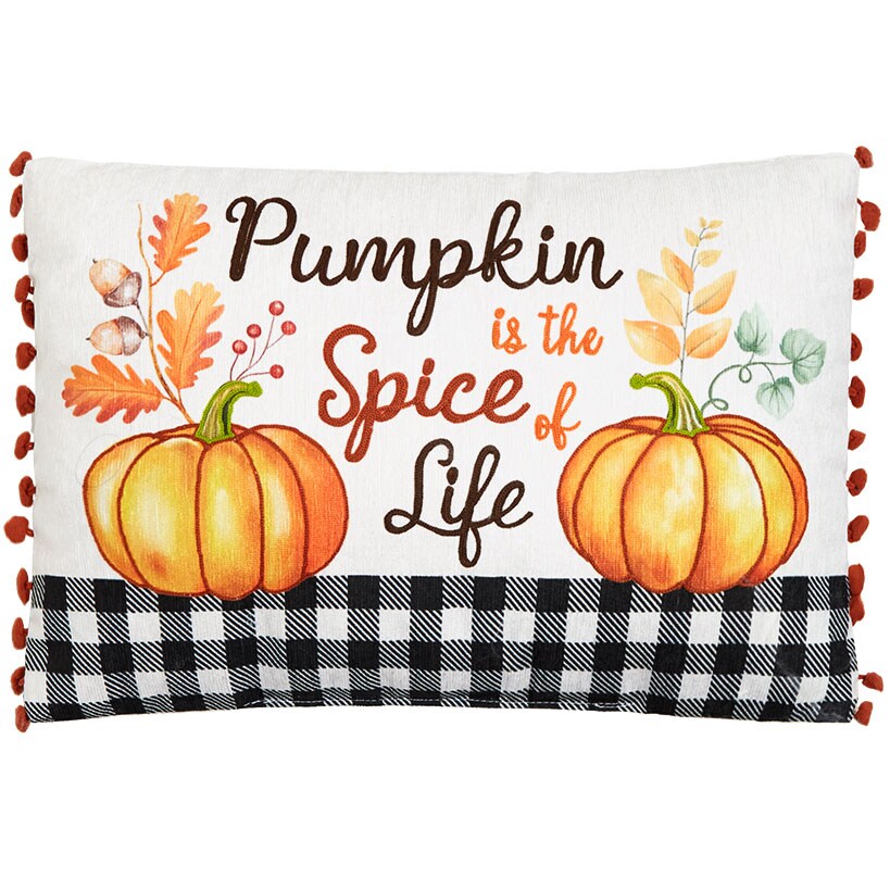 Fall Harvest Embroidered Accent Pillow