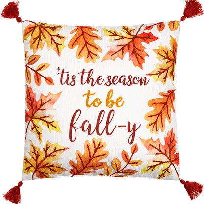 Fall Harvest Embroidered Accent Pillow