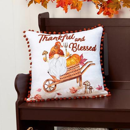 Thankful Gnomes Embroidered Accent Pillows