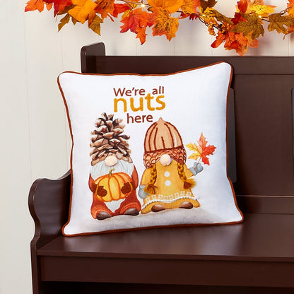 Thankful Gnomes Embroidered Accent Pillows