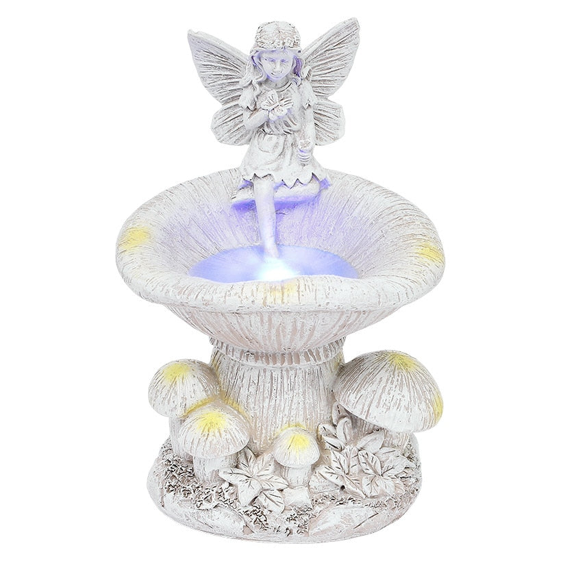 Solar Fairy Statue for Garden with Mushroom