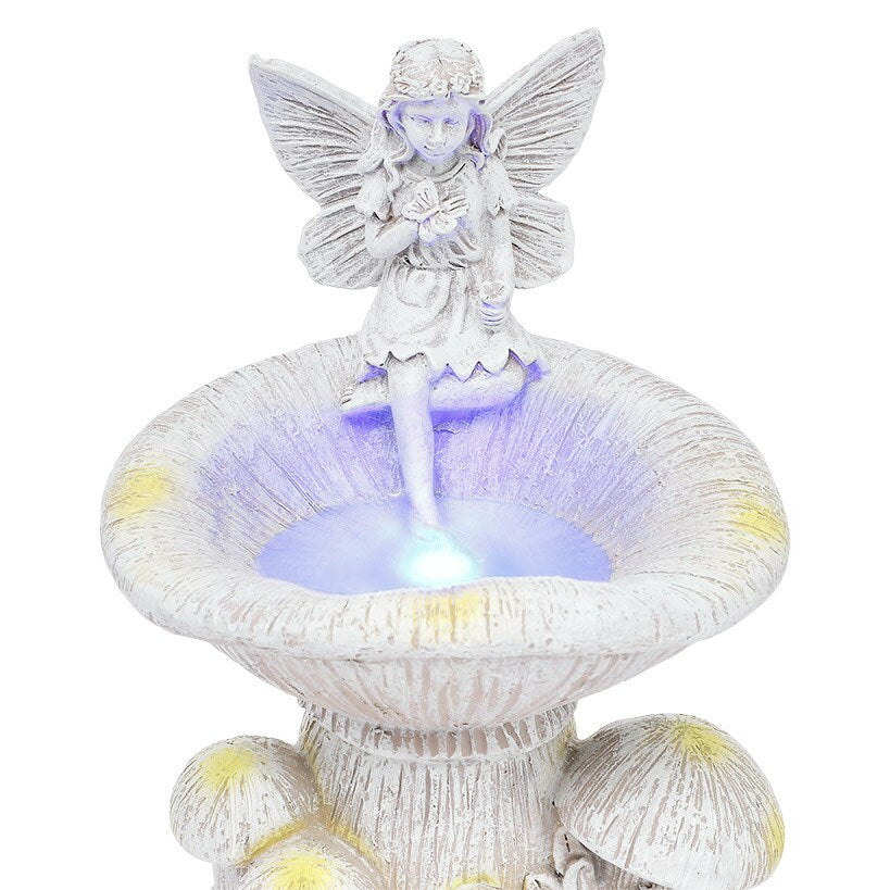 Solar Fairy Statue for Garden with Mushroom
