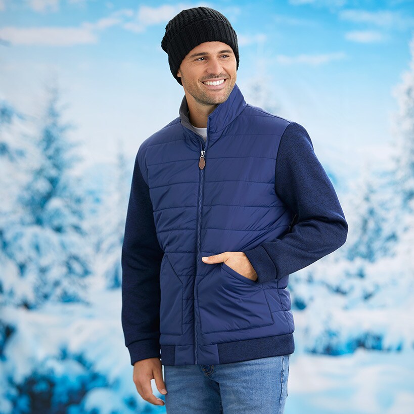 Evoke Men's Sweater Fleece Puffer#select-color_navy