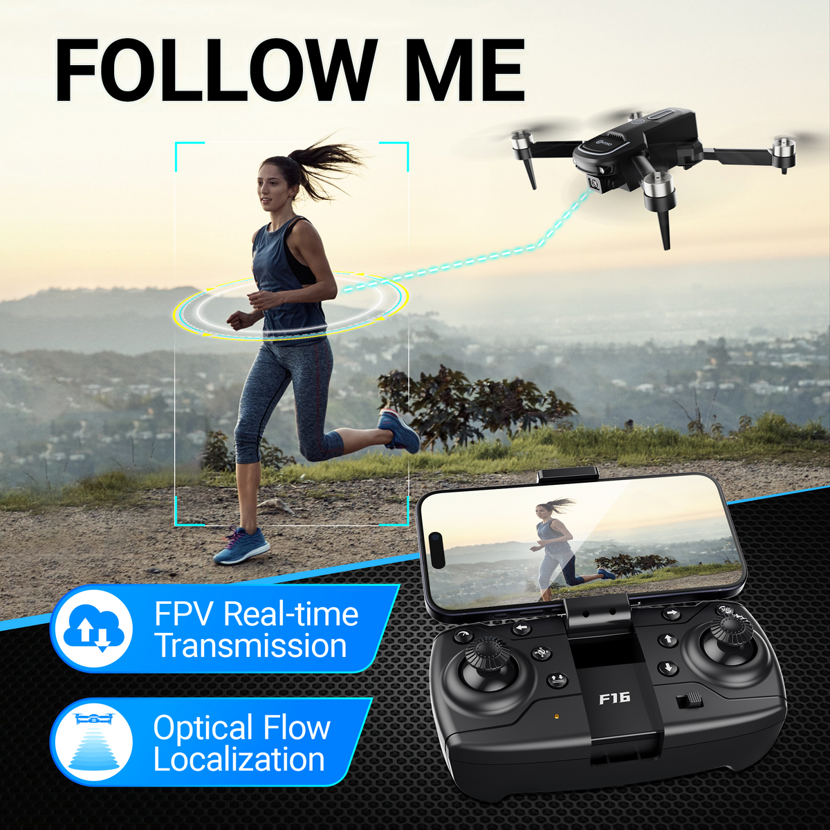 Contixo F16 Stunt Drone - 1080P HD Camera, Foldable Design, Wi-Fi FPV, 16-Min Flight - 2024