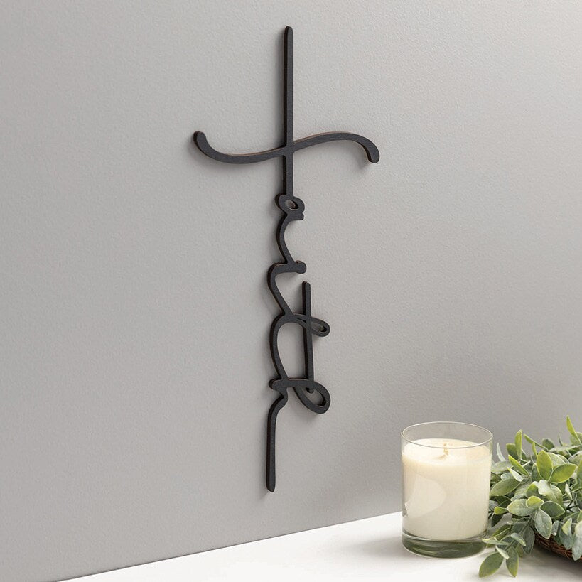 Faith Cross Wood Plaque#select-color_black