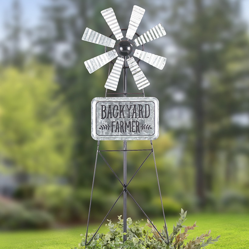 Wind Spinner Stake 32 Inch Height With Welcome or Backyard Farmer Sign#select-stake_backyard-farmer