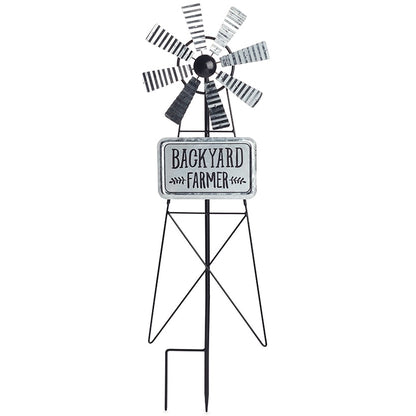 Wind Spinner Stake 32 Inch Height With Welcome or Backyard Farmer Sign