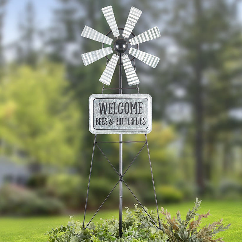 Wind Spinner Stake 32 Inch Height With Welcome or Backyard Farmer Sign#select-stake_welcome