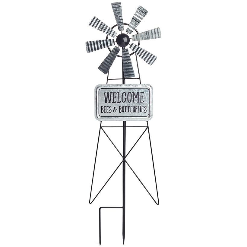 Wind Spinner Stake 32 Inch Height With Welcome or Backyard Farmer Sign