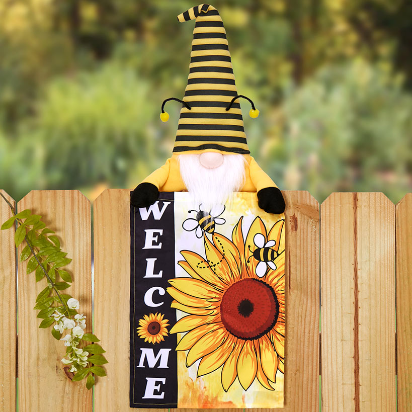 Welcome Fence Flags Ladybug Gnome and Bee Gnome Decorations#select-gnome_bee-gnome