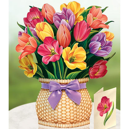 Festive Tulips Pop-Up Flower Bouquet Card