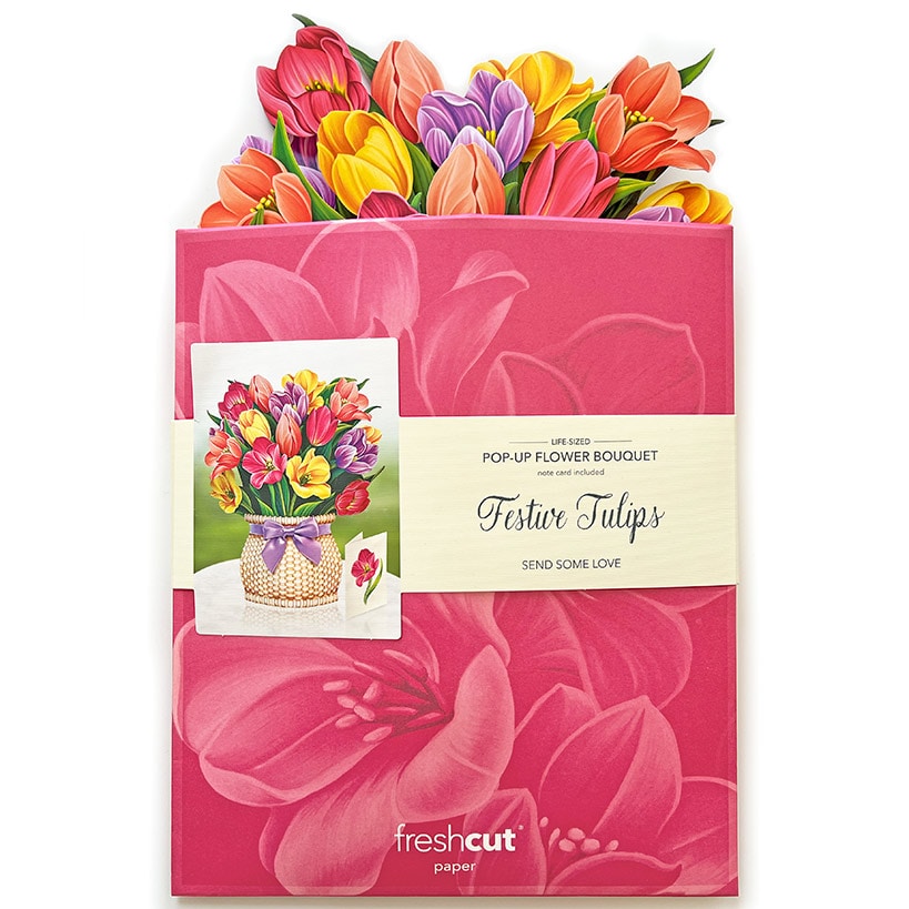 Festive Tulips Pop-Up Flower Bouquet Card