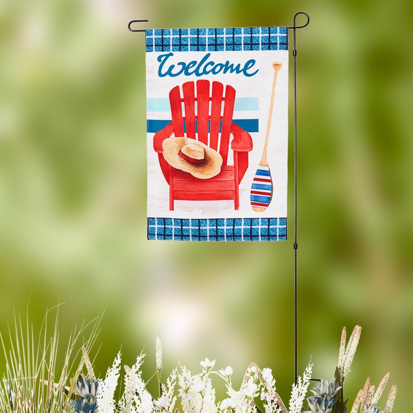 Nature-Themed Welcome Garden Flag With Stake – Turtle or Beach Chair#select-flag_lake-beach-chair