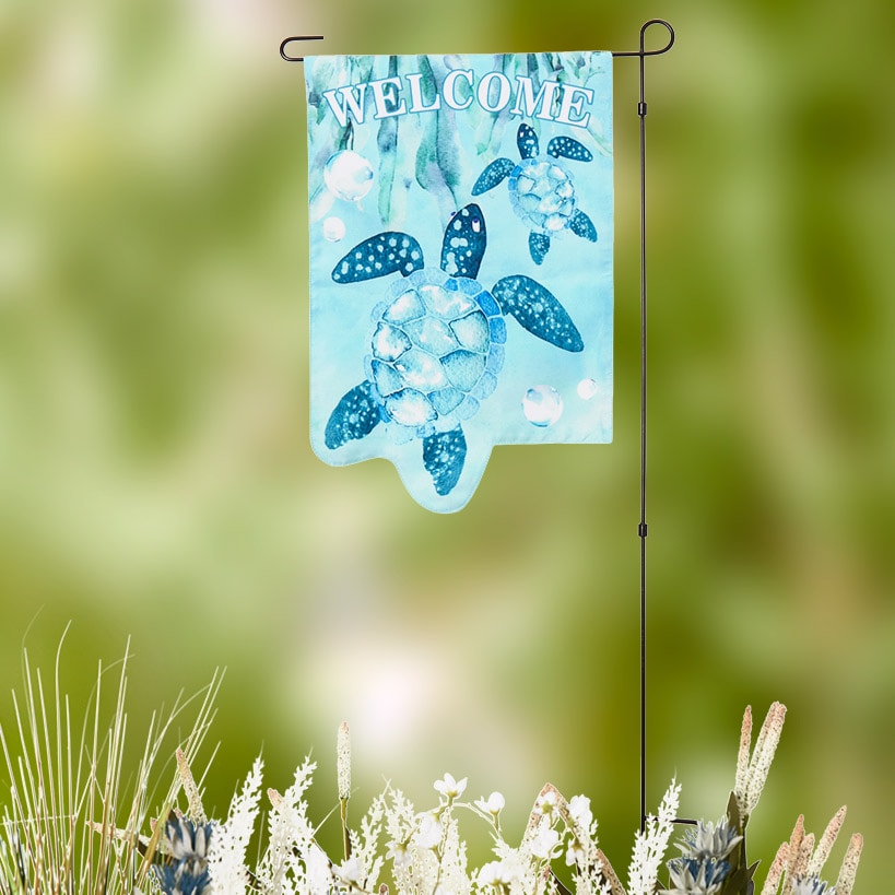 Nature-Themed Welcome Garden Flag With Stake – Turtle or Beach Chair#select-flag_ocean-turtle