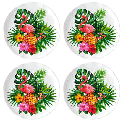 Flamingo in Paradise Tableware - Set of 4 Melamine Dessert Plates