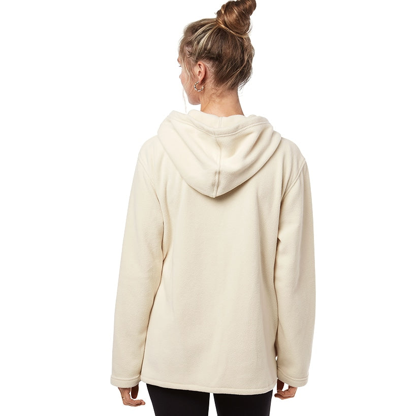Women's Button-Up Fleece Jacket with Hood#select-color_cream