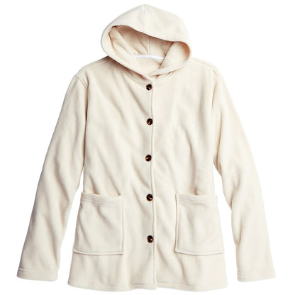 Women's Button-Up Fleece Jacket with Hood
