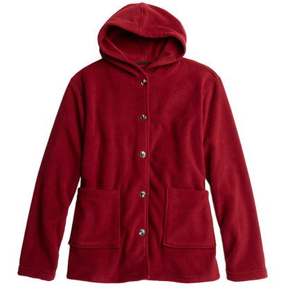 Women's Button-Up Fleece Jacket with Hood