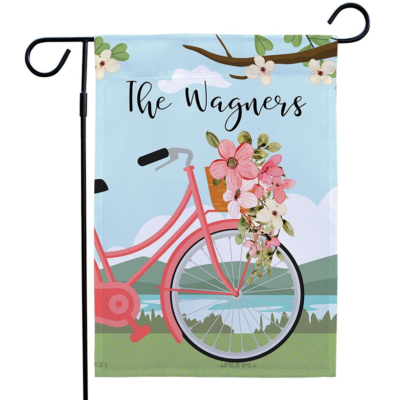 Personalized Floral Bicycle Garden Flag