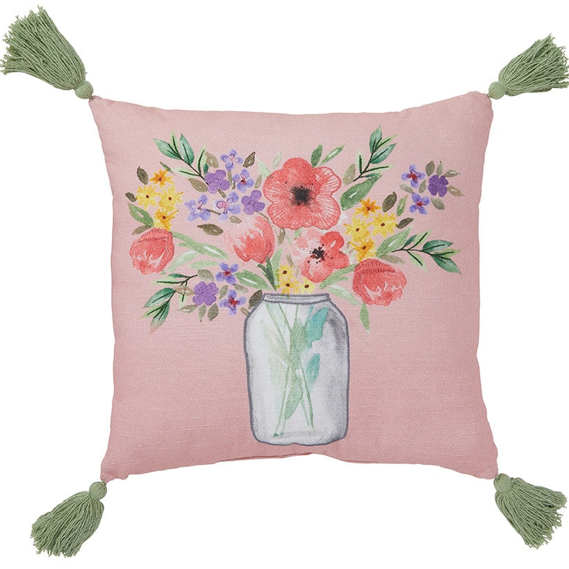 Springtime Floral Bouquet Accent Pillow
