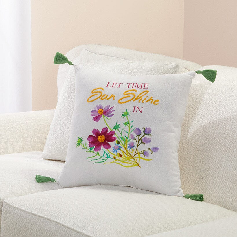 Springtime Floral Bouquet Accent Pillow