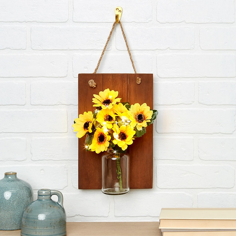 Lighted Flower Wall Sconce - Hydrangea, Sunflower, or White#select-sconce_sunflower