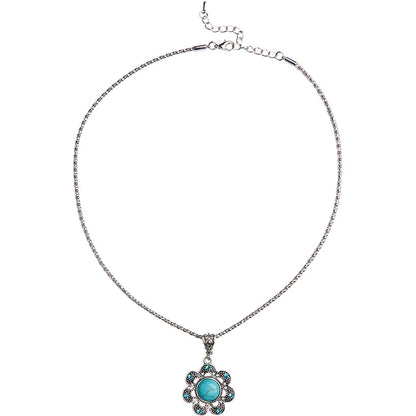 Flower Turquoise Necklace with Chain