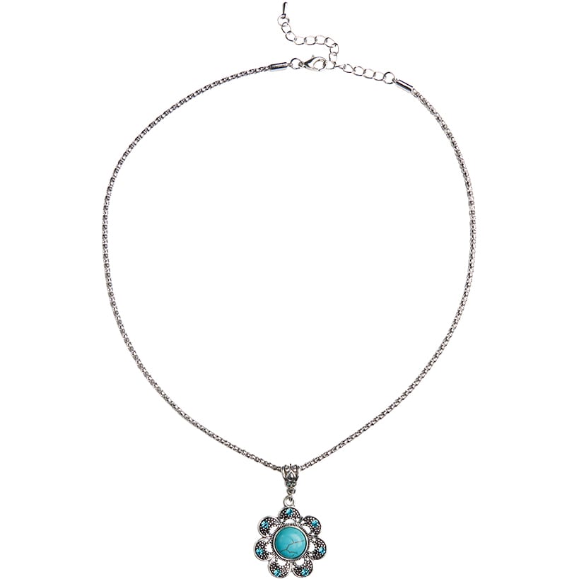 Flower Turquoise Necklace with Chain