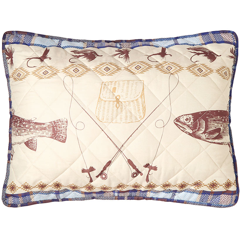 Fly Fishing Reversible Full/Queen or King Quilt, Sham, or Decorative Pillow