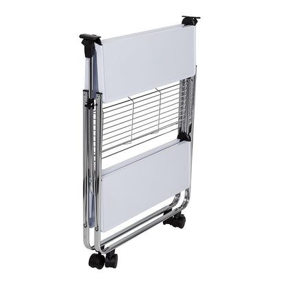 Folding Kitchen Cart with Metal Basket