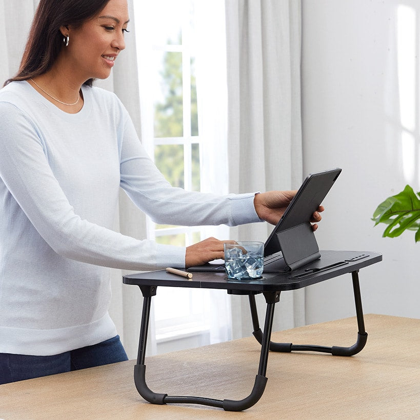Folding Lap Desk With 4 USB-A Ports And Fan
